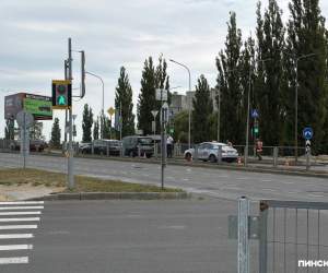 На мосту Солнечном во время покоса травы камень попал в проезжающий автомобиль