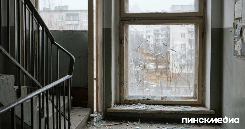Друзья закрыли дверь: в Пинске 25-летний дебошир выместил обиду на окнах многоэтажки