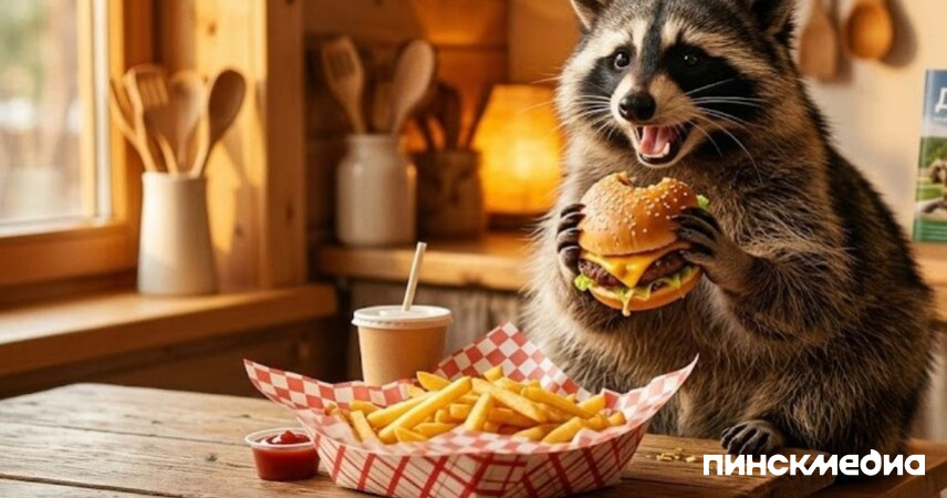 Из «американца» в белорусы: енота Сеню отучают от фастфуда