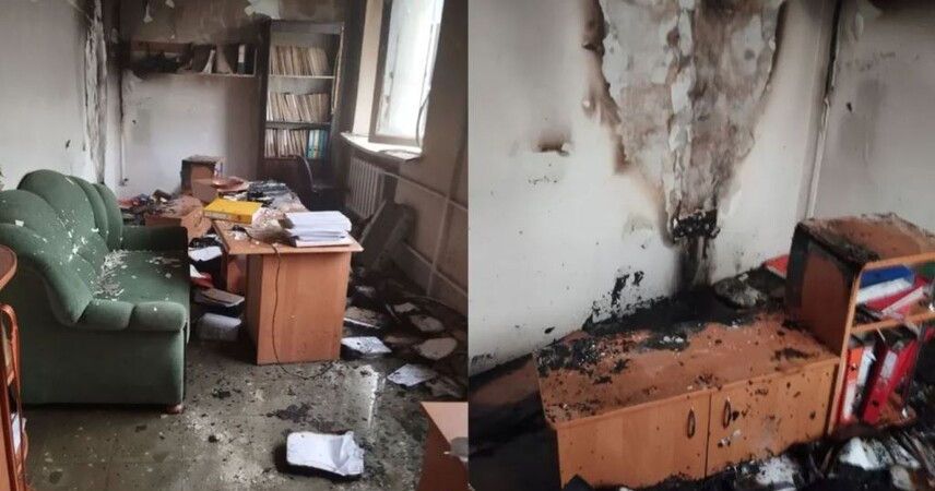 В Пинске на Калиновского горело административное здание