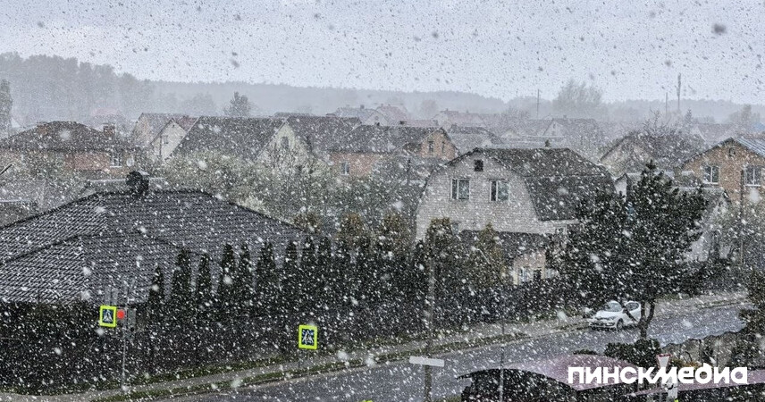 Погодная аномалия в Пинске: 26 апреля в городе выпал снег