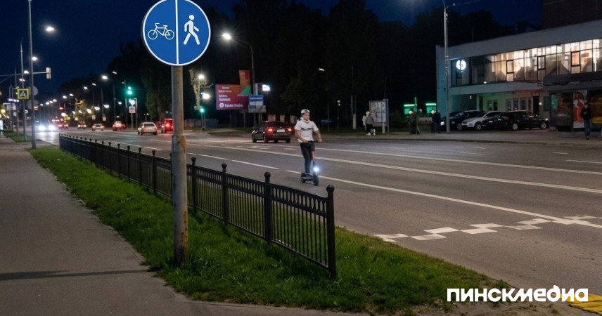 В погоне за просмотрами попал на комиссию: в Пинске подростка-самокатчика наказали за экстремальную езду по ночным дорогам
