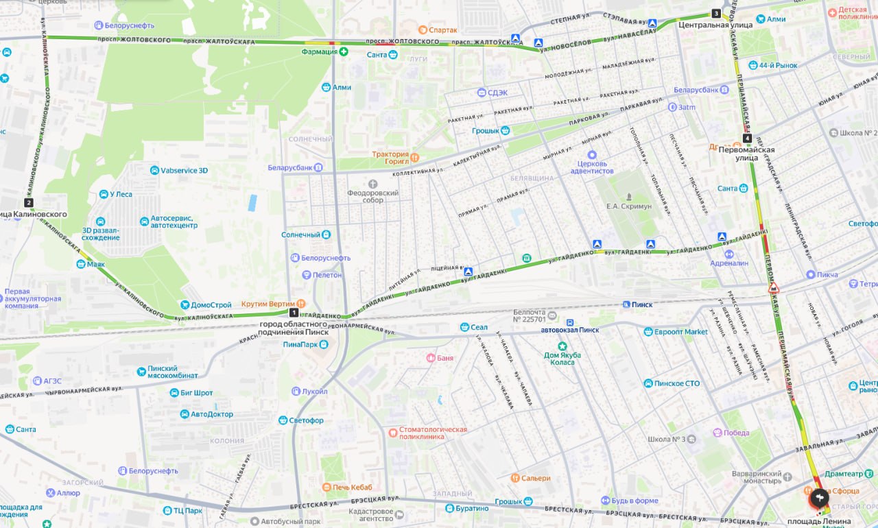 Маршрут велопробега "В ритме единства!" в Пинске ко Дню народного единства 19 сентября