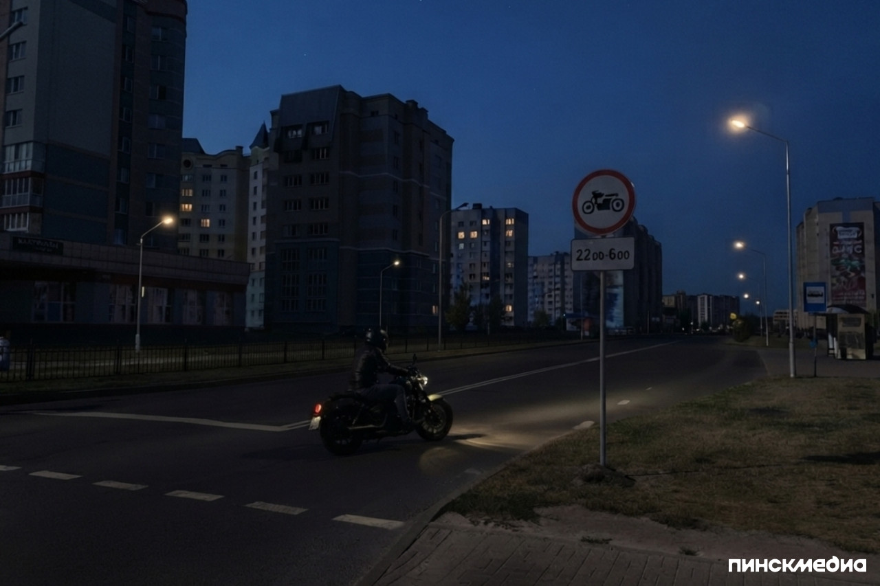 мотоциклы ночью на Шапошника Пинск